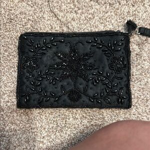 Amanda Smith Black Floral Clutch Wristlet